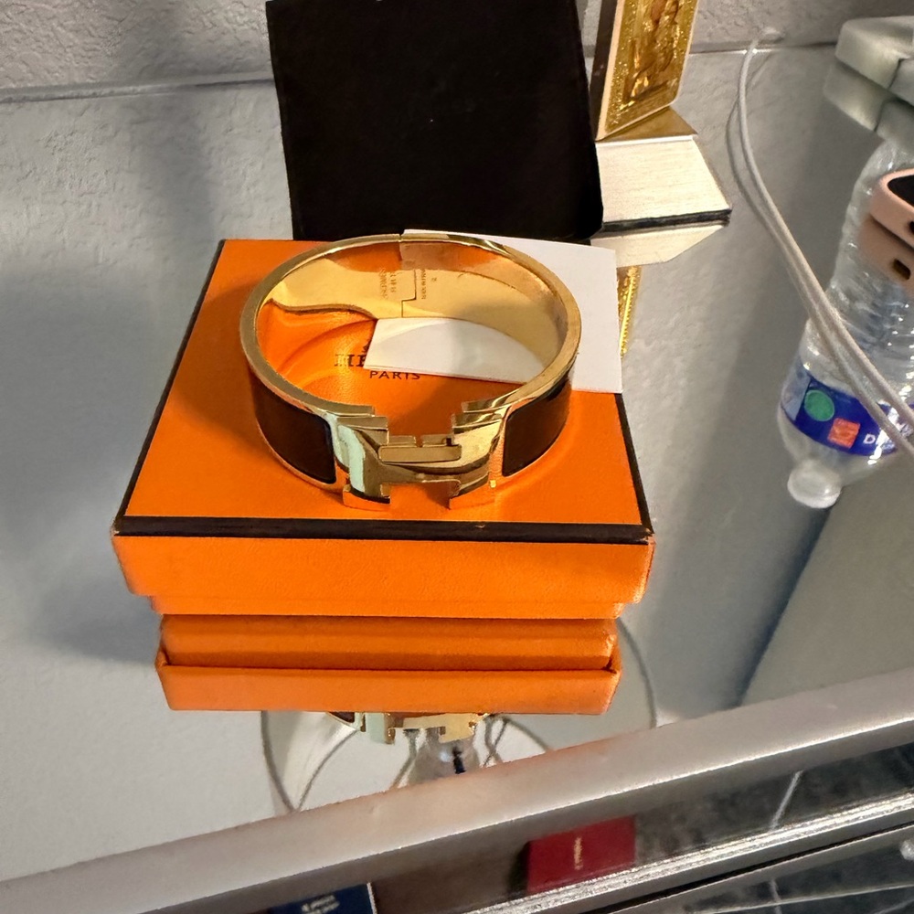 Authentic Hermès Clic Clac H Bracelet - Gold and Black
